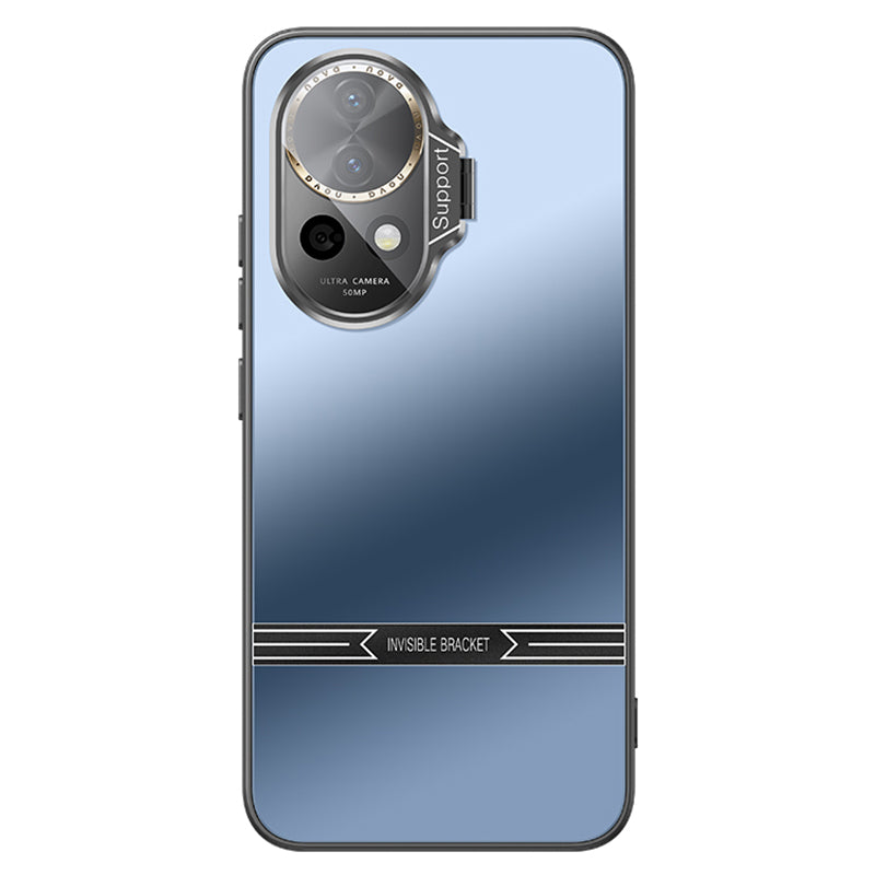 Kickstand Phone Case for Huawei nova 12 5G Matte PC+TPU Shell with Tempered Glass Lens Cover Kickstand Phone Case for Huawei nova 12 5G Matte PC+TPU Shell with Tempered Glass Lens Cover